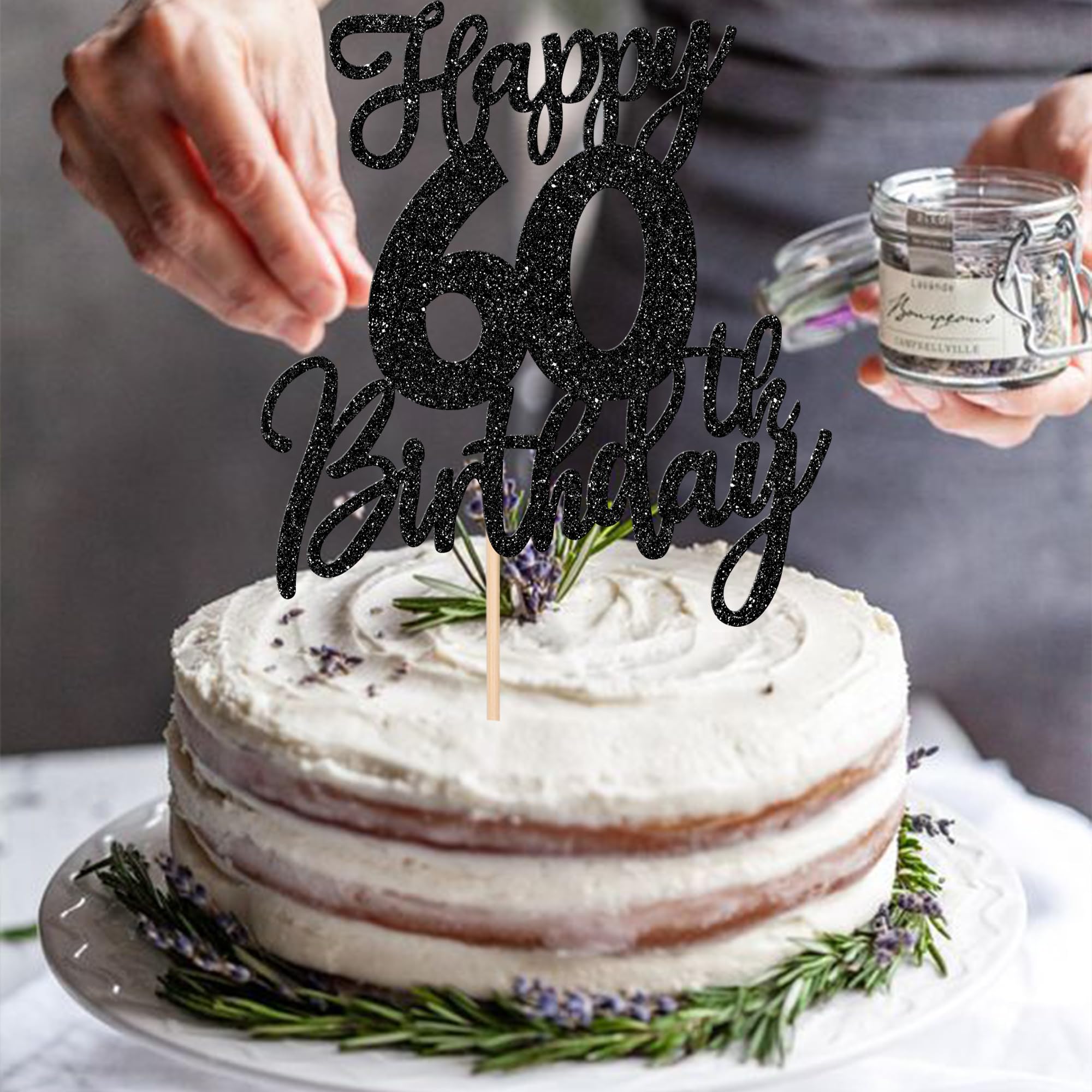 Amazon.co.jp: 1個 Happy 60th Birthday ケーキトッパー グリッター 60